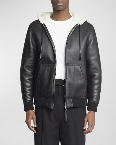 Loewe Black Sheepskin And Shearling Jacket In White