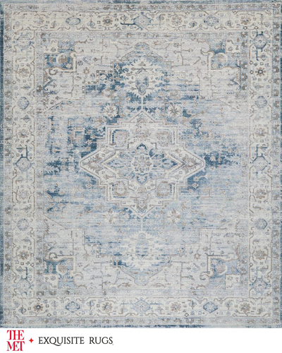Exquisite Rugs X The Met Vintage Loom Beige, Cream, & Blue Rug, 6' X 9'