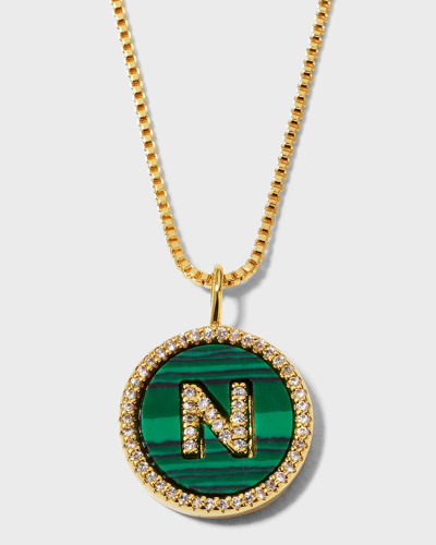 Sequin Malachite Initial Necklace - N
