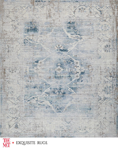 Exquisite Rugs X The Met Vintage Loom Light Blue & Beige Rug, 6' X 9'