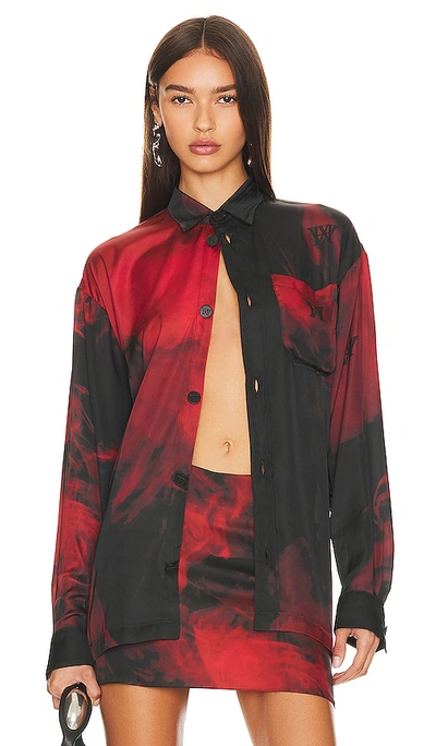 Hardware Ldn Smoke Print Silk Shirt In Black & Red