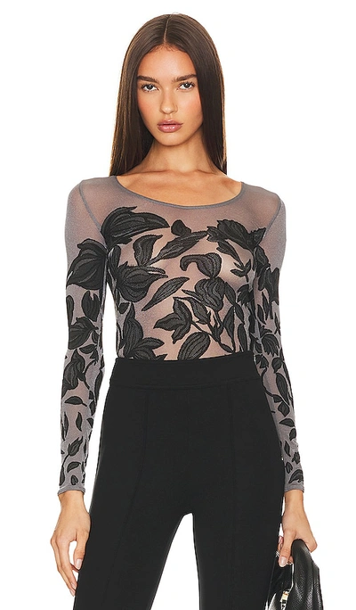 Wolford Scoop-neck Floral-print Stretch-mesh Body In Black  