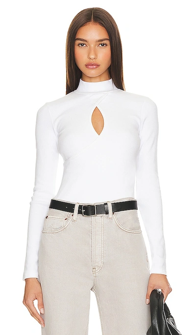 Re/done Keyhole Mock Neck Top In Ivory