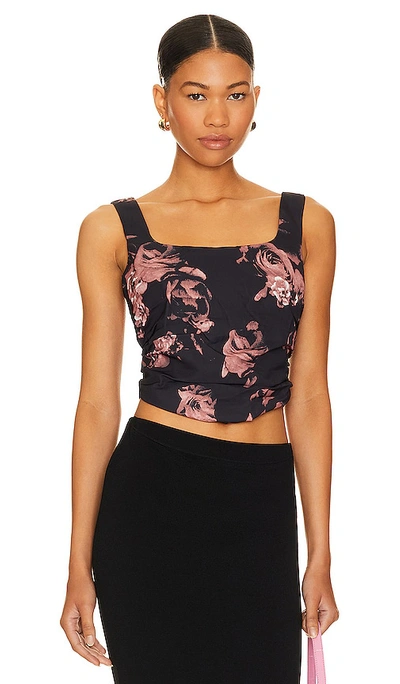 More To Come Simon Top In Black Floral