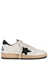 Golden Goose Women's Ball Star Sneakers In White Nappa Leather With Black Leather Star And Heel Tab In White & Black