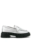 Schutz Women's Christie Studded Platform Loafers In Prata