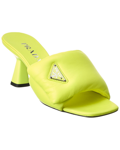 Prada Logo Padded Leather Sandal In Yellow