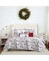 Southshore Fine Linens Holly Jolly Lane Oversized Reversible Quilt Set In Green