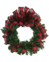 Creative Displays 26in Holiday Wreath With Red And Black Plaid Bow In Red