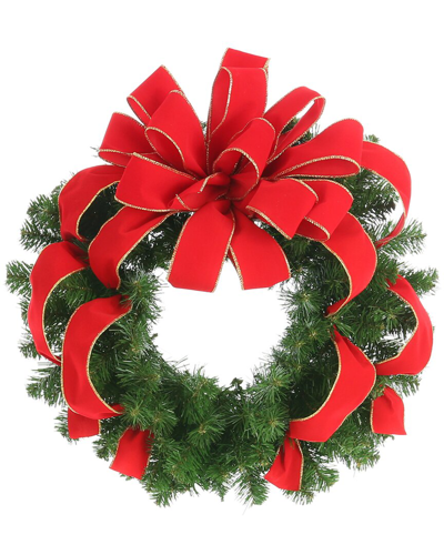 Creative Displays 32in Wreath With Red Bow In Green