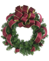 Creative Displays 32in Holiday Wreath With Plaid Bow In Green