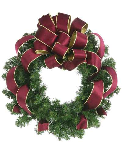 Creative Displays 32in Holiday Wreath With Plaid Bow In Green