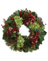 Creative Displays 28in Holiday Wreath With Red Hydrangeas And Pinecones In Red