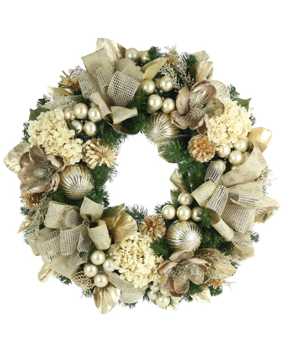 Creative Displays 32in Wreath With Champagne Garland Leaf