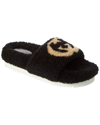 Gucci Eileen Logo Genuine Shearling Slide Sandal In Black
