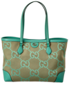 GUCCI GUCCI OPHIDIA MEDIUM JUMBO GG CANVAS & LEATHER TOTE