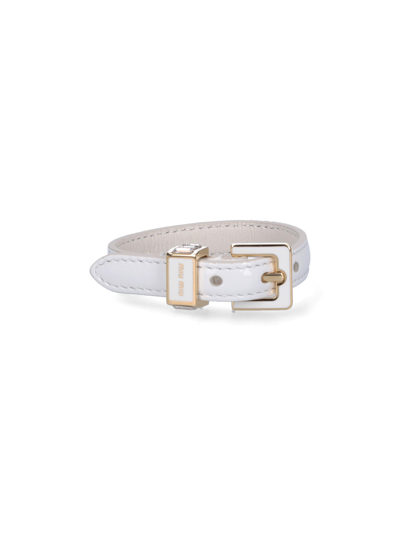 Miu Miu Logo Bracelet In White