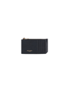 Saint Laurent Men Black Card-holder With Embossed Logo In Leather Man In Black