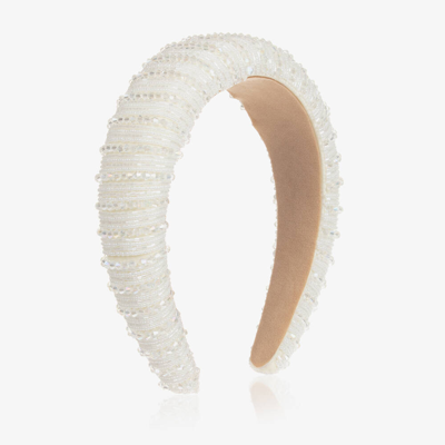 Sienna Likes To Party Kids'  Girls Ivory Beaded Hairband