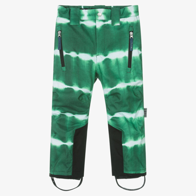 Molo Kids' Boys Green Striped Tie Dye Ski Trousers