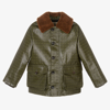 GUCCI GREEN COTTON & SHEARLING DOUBLE G JACKET