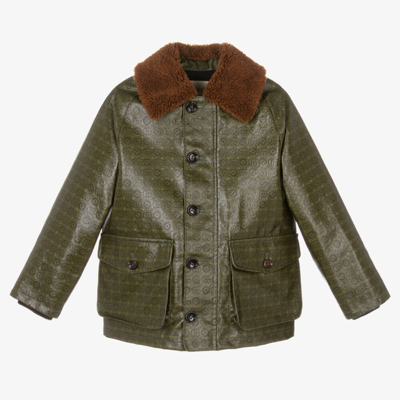 Gucci Green Cotton & Shearling Double G Jacket