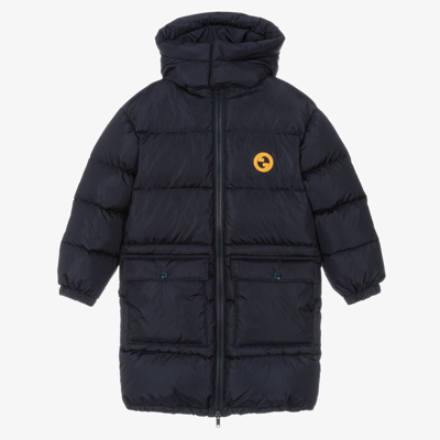 Gucci Kids' Boys Navy Blue Down-fill Gg Puffer Coat