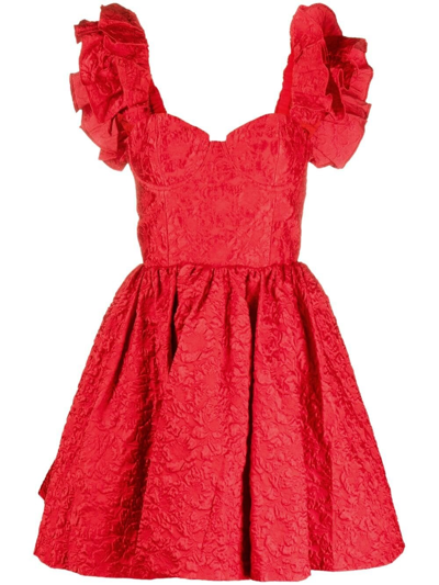 Alice And Olivia Brocade Dress In Red