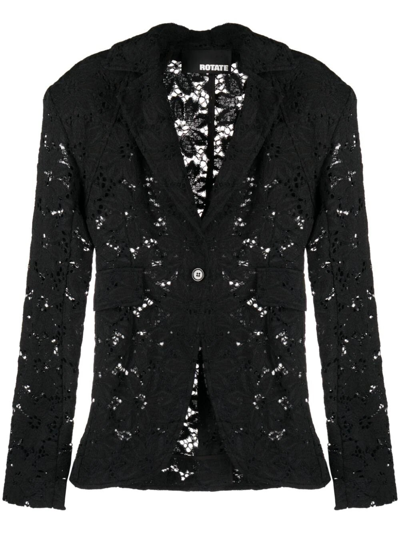 Rotate Birger Christensen Floral-lace Single-breasted Blazer In Black  