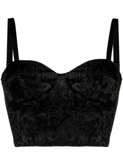 Rotate Birger Christensen Rotate Bustier Top Velvet In Black  