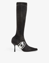 Diesel Eclipse D-eclipse Kbt Boots Black Denim Knee-high Boot With Logo - D-eclipse Kbt Boots In Black