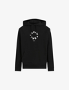 Allsaints Mens Jet Black Tierra Logo-print Organic-cotton Hoody In Jet Black
