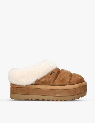 UGG WOMENS TAN TAZZLITA LOGO-EMBROIDERED SUEDE SLIPPERS EUR 36 / 3 UK