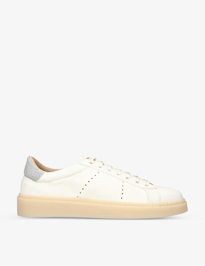 Eleventy Mens White Chunky-sole Contrast-trim Leather Low-top Trainers
