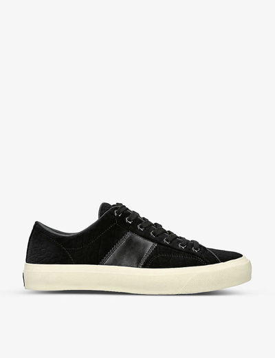 Tom Ford Mens Black Cambridge Low-top Suede Trainers