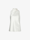 Theory High-neck Satin Tank Top In Ivory