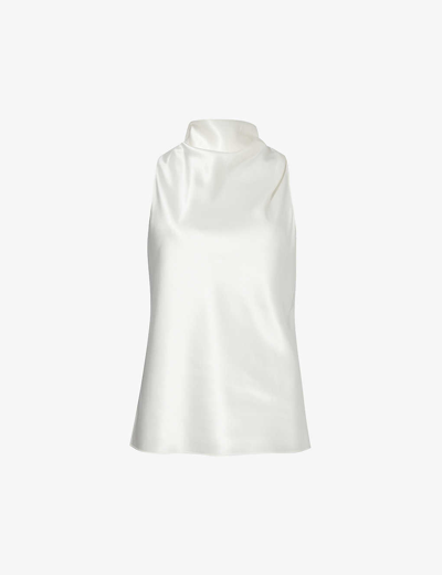 Theory High-neck Satin Tank Top In Neutrals
