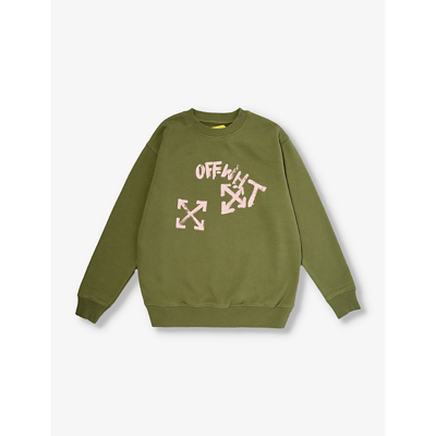 Off-white Kids' Arrows-print Crew-neck Sweatshirt In Military Pink