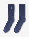 Sandro Mens Bleus Logo-embroidered Ribbed Stretch-cotton Ankle Socks