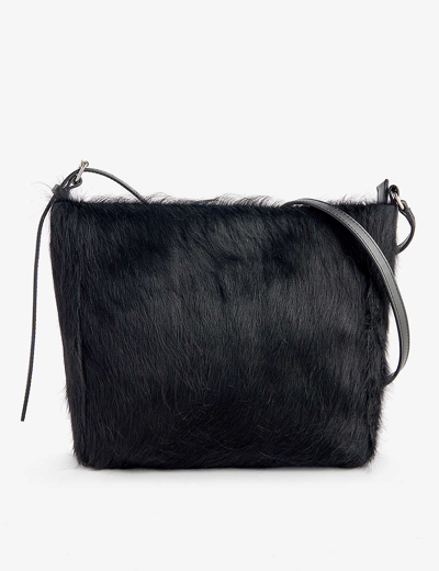 Dries Van Noten Black Brushed Leather Shoulder Bag