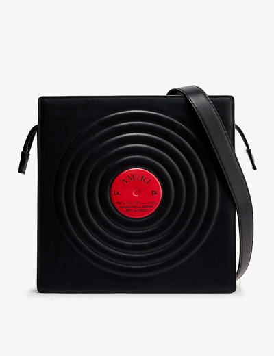 Amiri Black Record Large Leather Shoulder Bag