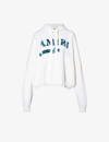 AMIRI AMIRI WOMEN'S WHITE LOGO-EMBROIDERED RELAXED-FIT COTTON AND CASHMERE-BLEND HOODY