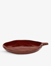 Serax Red La Mère Irregular Side-handle Stoneware Plate 17cm In Red