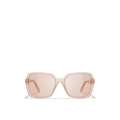Pre-owned Chanel Womens Pink Ch5505 Square-frame Acetate Sunglasses