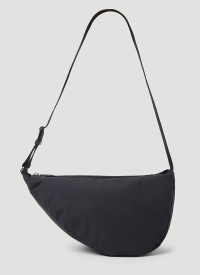 The Row Slouchy Banana Two Leather-trimmed Nylon Belt Bag In Navy