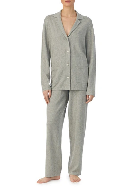Lauren Ralph Lauren Long Sleeve Cotton & Cashmere Knit Pajamas In Greyhthr