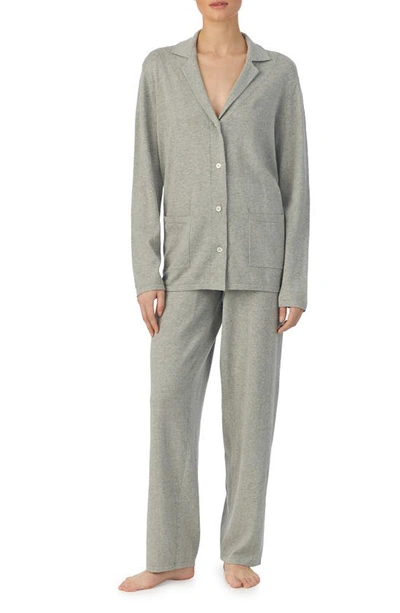 Ralph Lauren Lauren  Long Sleeve Cotton & Cashmere Knit Pajamas In Greyhthr