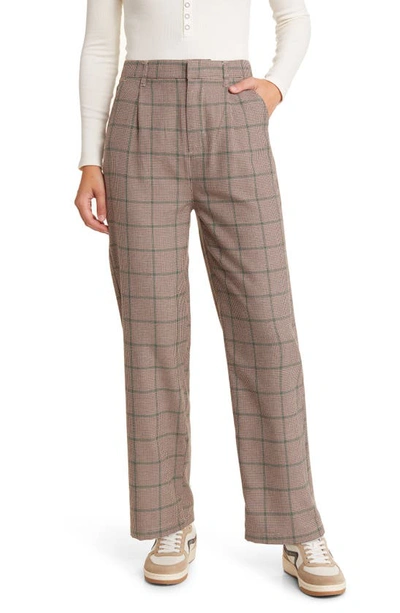 Brixton Victory Houndstooth Trousers In Brown