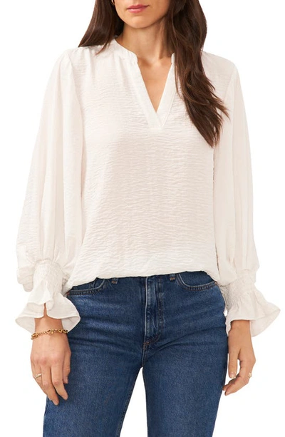 Vince Camuto Split Neck Long Sleeve Blouse In New Ivory
