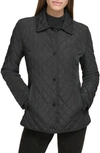 Calvin Klein Womens Collared Quilted Coat In Black